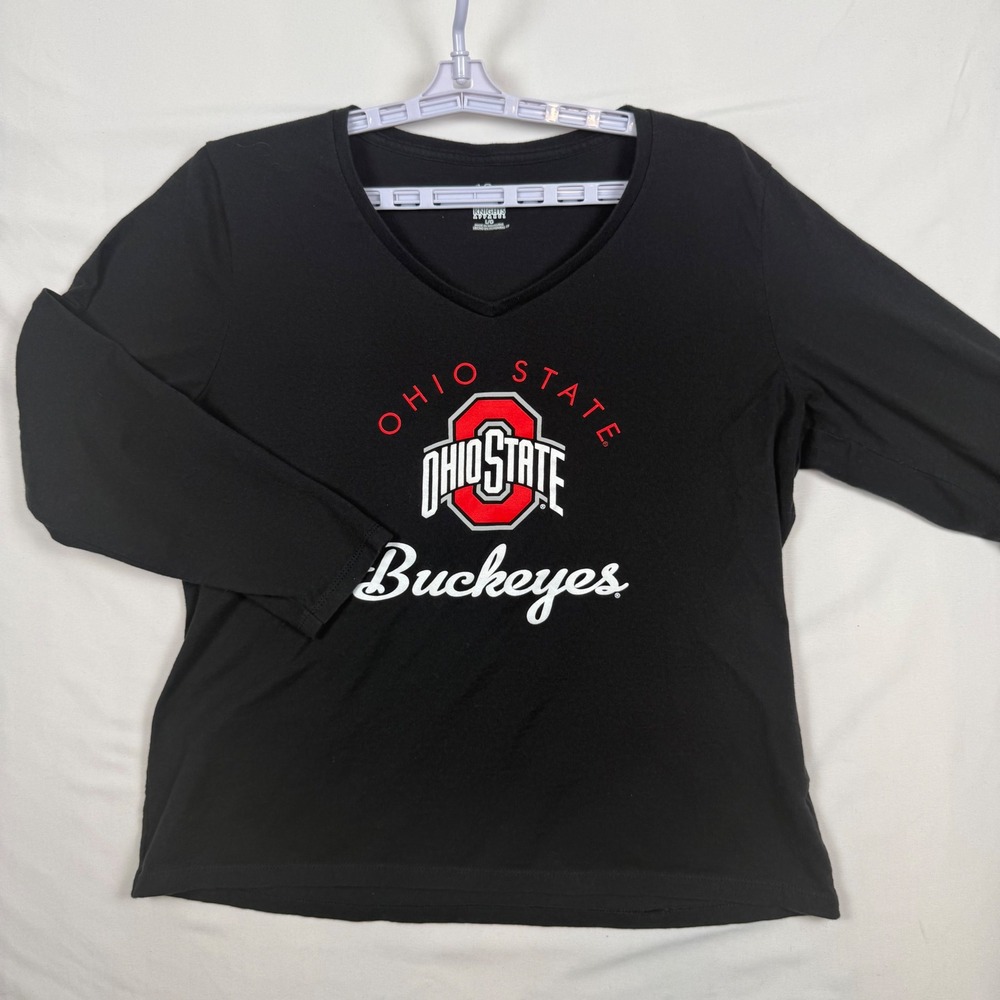 Knights Apparel Ohio State Buckeyes Womens Long Sleeve V-Neck TShirt Black Large